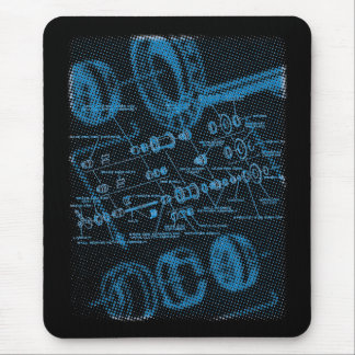 Exploded Hub Diagram (blue on dark) Mouse Mat