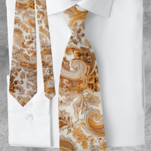 Exploded Paisley Pattern Floral Peach  Tie