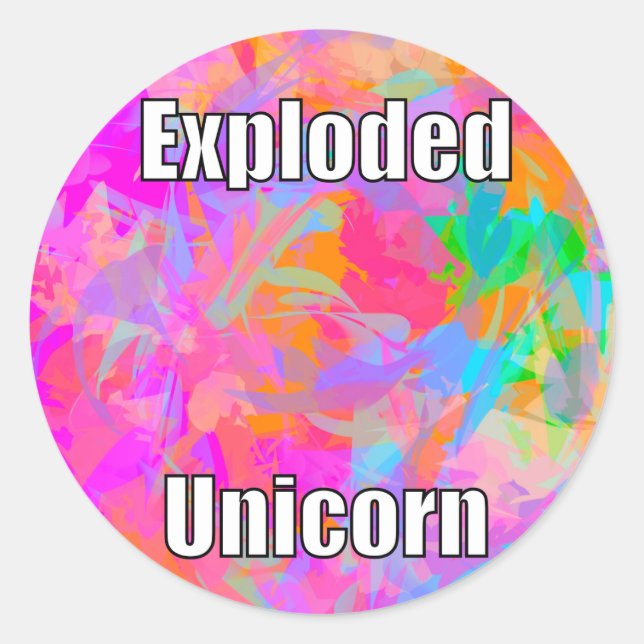 Exploded Unicorn Classic Round Sticker (Front)