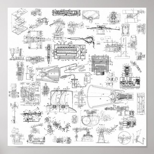 Exploded View Patent Diagrams Print (Front)