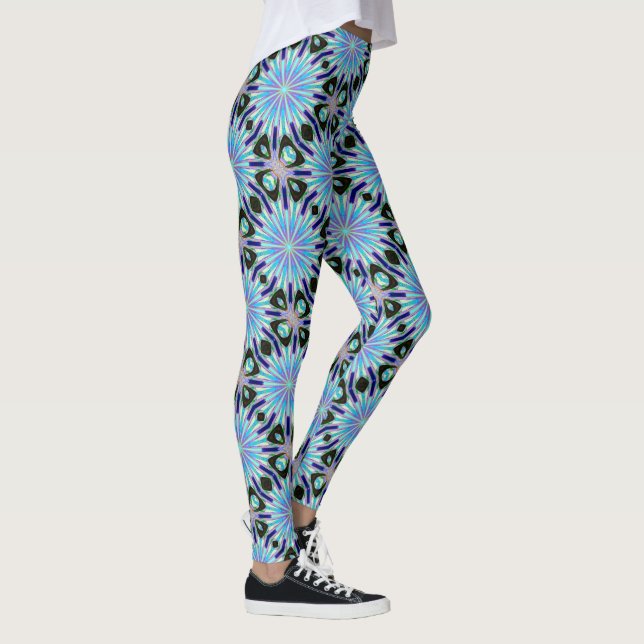 exploding blue stars black leggings (Right)