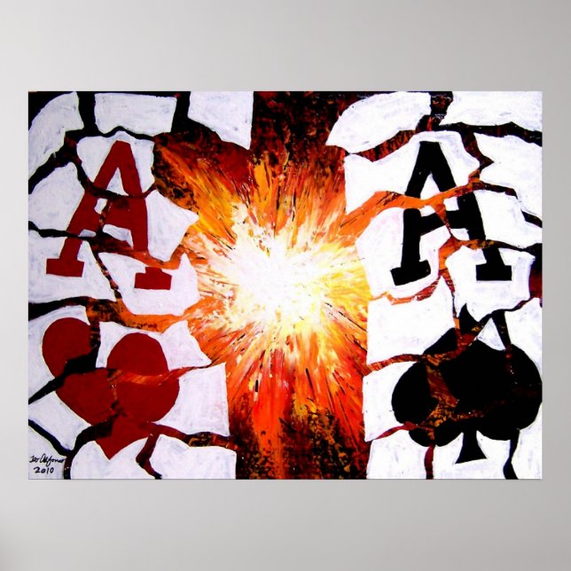 Exploding Bullets Poker Art Aces Poster (Front)