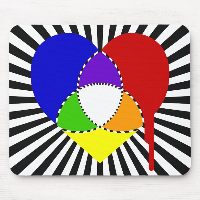 exploding colour chart heart mouse mat (Front)