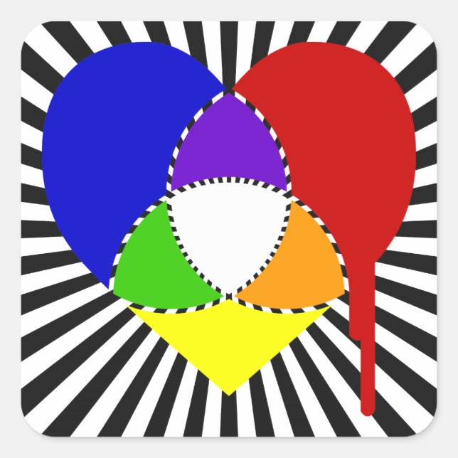 exploding colour chart heart square sticker (Front)