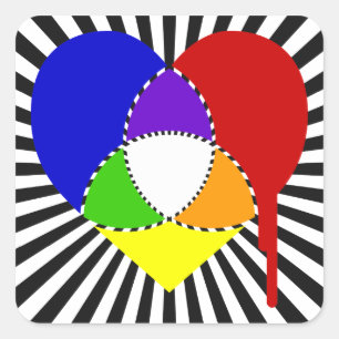 exploding colour chart heart square sticker
