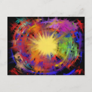 Exploding Colourful Starburst Christian Modern Art Postcard