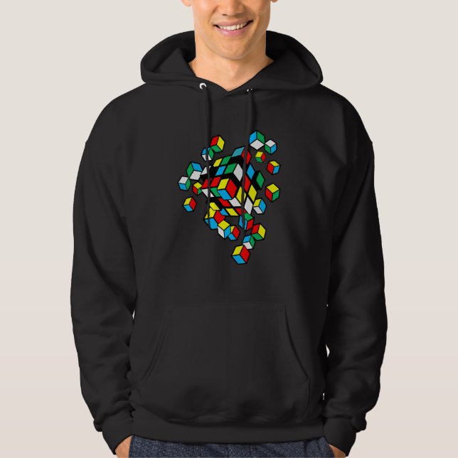 Exploding Competitive Puzzle Cube Speed Cubing Vin Hoodie (Front)