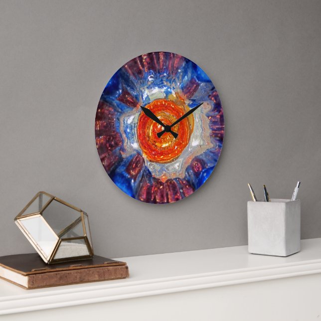 Exploding Cosmos Art Glass elegant Van Gogh Sun Large Clock (Office)