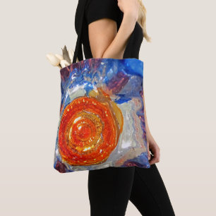 Exploding Cosmos Art Glass - Van Gogh Orange Sun Tote Bag
