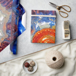 Exploding Cosmos Art Glass - Van Gogh Orange Sun Wrapping Paper