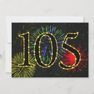 Exploding fireworks 105th birthday party invitate invitation