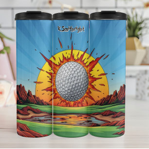 Exploding Golf Ball Sunset Thermal Tumbler