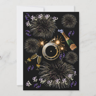 Exploding New Year Clock Invitations