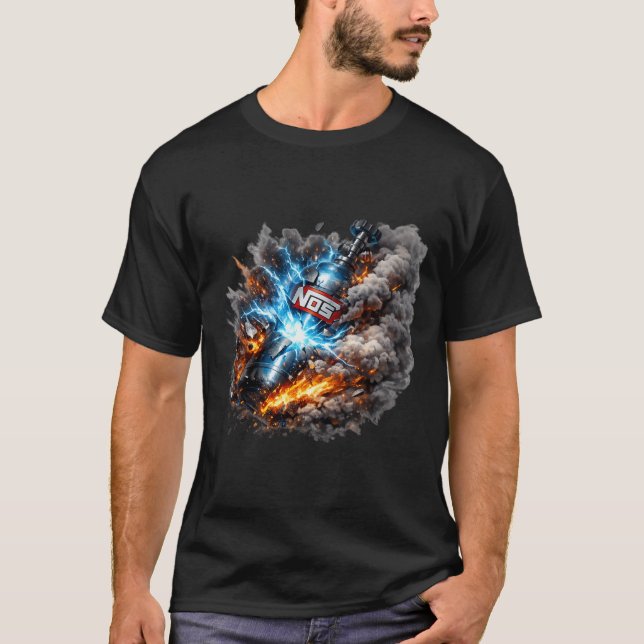 Exploding NOS Nitrous Bottle Car Tuning Graphic T-Shirt (Front)