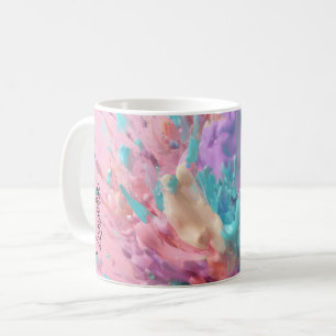 Exploding Paint Abstract Pink Turquoise Lilac Coffee Mug