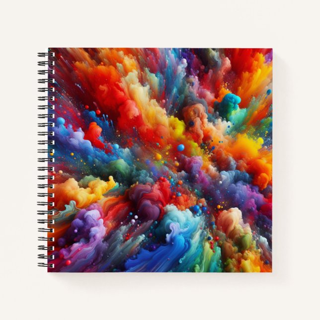 Exploding Rainbow Cloud Abstract Art Notebook (Front)