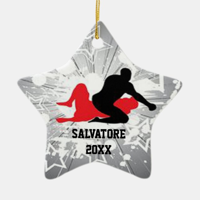 Exploding Star Wrestlers Christmas Ornament (Front)