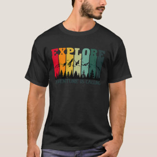 Explore Adventure Is Calling Mountain Retro Vintag T-Shirt