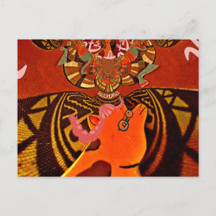 Explore African Wonder: Giraffe Art in Marvin Hat Postcard