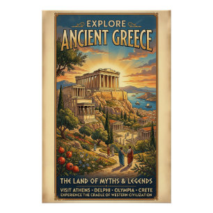 Explore Ancient Greece Vintage Travel Poster