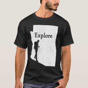 Explore Arizona State Map Mountain Hiking Enthusia T-Shirt