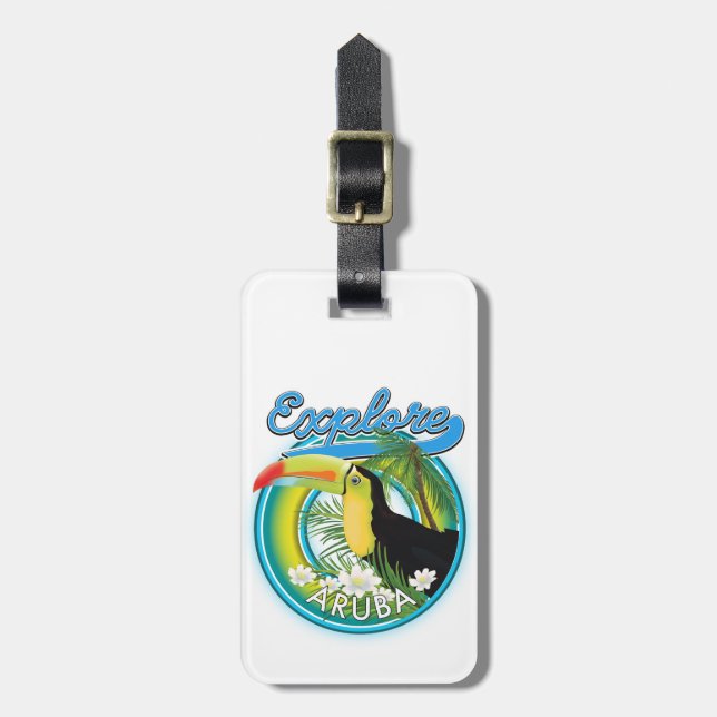 Explore Aruba travel logo Luggage Tag (Front Vertical)