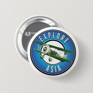 Explore Asia vintage style logo 6 Cm Round Badge
