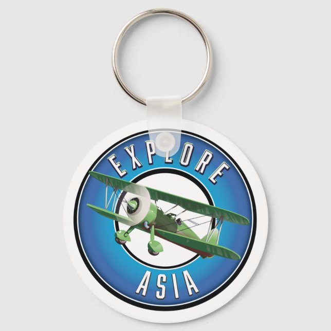 Explore Asia vintage style logo  Key Ring (Front)