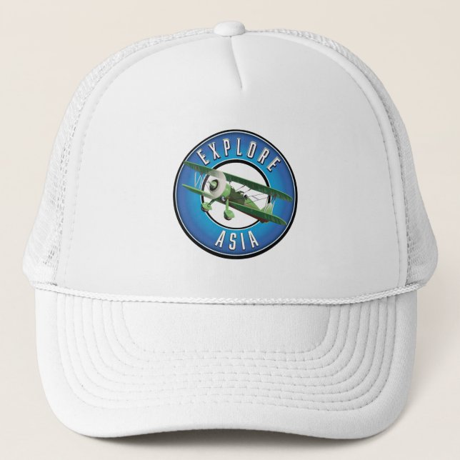 Explore Asia vintage style logo  Trucker Hat (Front)