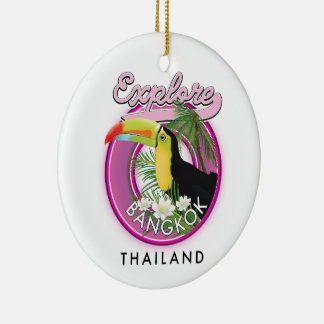 explore Bangkok indonesia travel logo Ceramic Tree Decoration