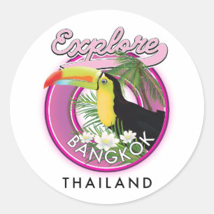 explore Bangkok indonesia travel logo Classic Round Sticker