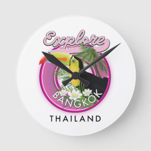 explore Bangkok indonesia travel logo Round Clock