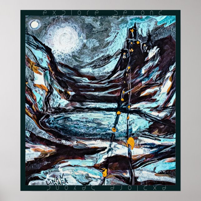 Explore Beyond a fantasy art with a castle Poster (Front)