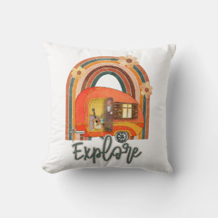 Explore Camping Rainbow Vintage Cushion