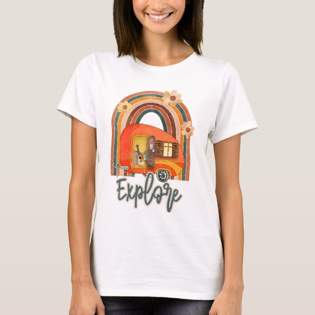 Explore Camping Rainbow Vintage T-Shirt (Front)