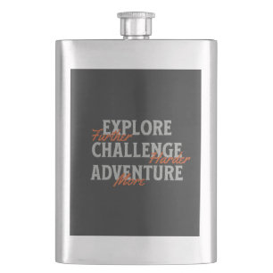 Explore Challenge Adventure Quote Motivational Ins Hip Flask