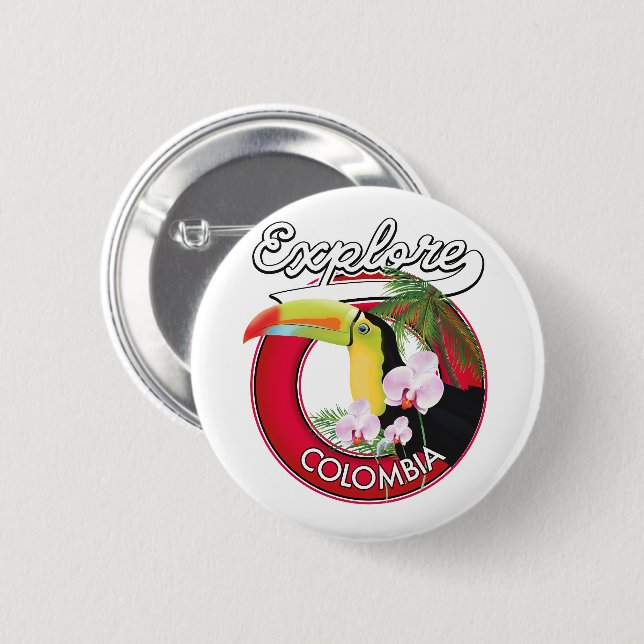 Explore Colombia retro logo 6 Cm Round Badge (Front & Back)