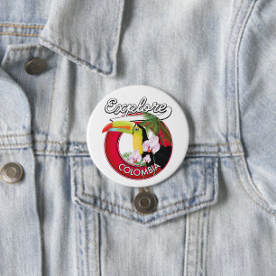 Explore Colombia retro logo 7.5 Cm Round Badge
