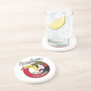 Explore Colombia retro logo Coaster