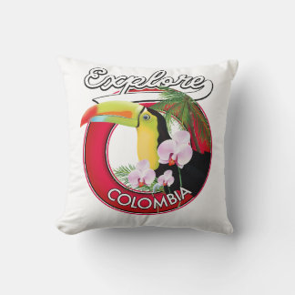 Explore Colombia retro logo Cushion