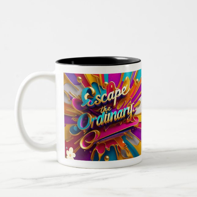 "Explore, Discover, Escape" Two-Tone Coffee Mug (Left)