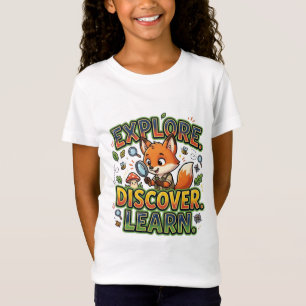 Explore Discover Learn Cute Fox T-Shirt Kids
