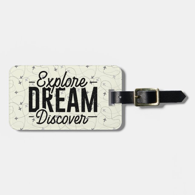 Explore Dream Discover Aeroplane Luggage Tag (Front Horizontal)