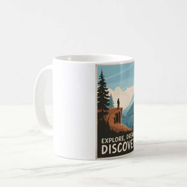 Explore dream discover coffee mug (Front Left)
