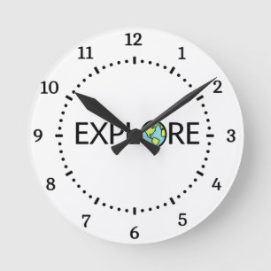 Explore – Earth Globe Travel Design Round Clock