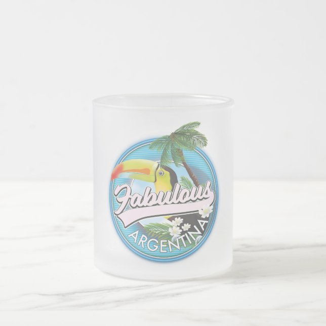 explore fabulous Argentina logo Postcard Frosted Glass Coffee Mug (Center)