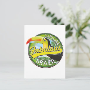 Explore Fabulous Brazil Logo Postcard