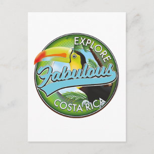 Explore fabulous costa rica logo postcard
