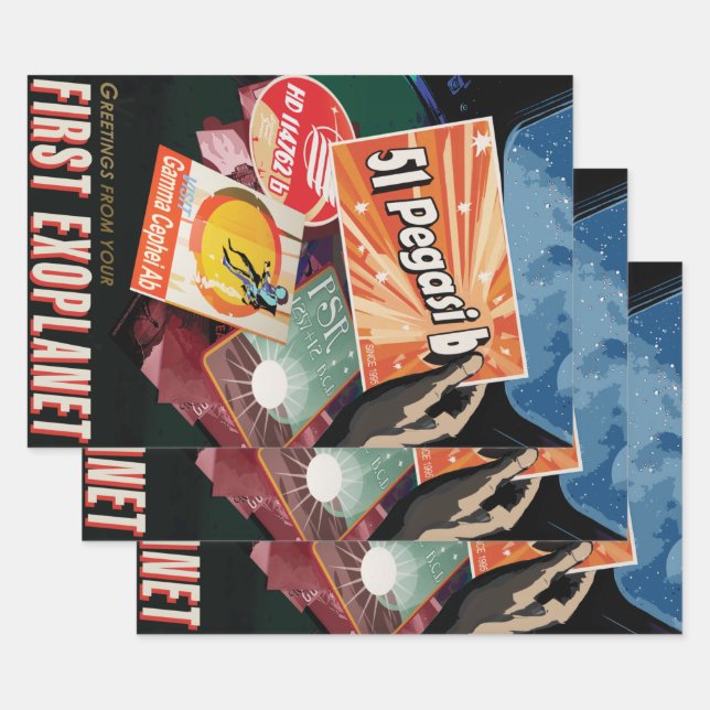 Explore First Exo-planet Found Space NASA Wrapping Paper Sheet (Set)