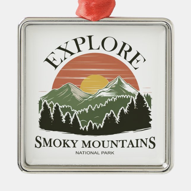 Explore Great Smoky Mountains National Park Metal Tree Decoration (Front)